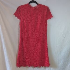Francesca's Collections S Vibrant Red Lace Mini Dress